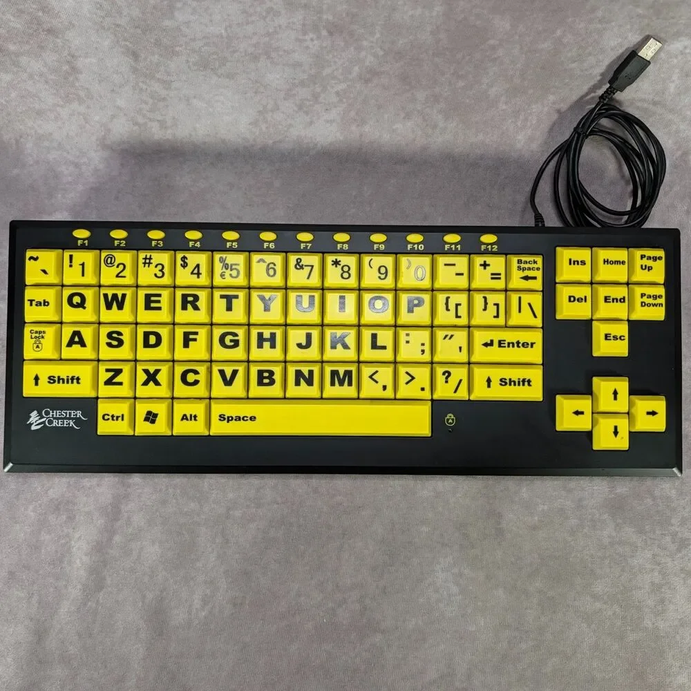 Chester Creek VisionBoard 2 Large Print Yellow High Contrast PC Mac USB Keyboard